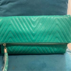 Teal Faux Leather Clutch